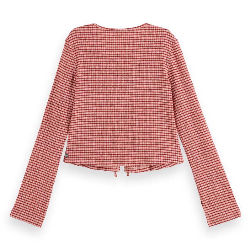 Scotch & Soda Structured Gingham Ls T-Shirt image number 3